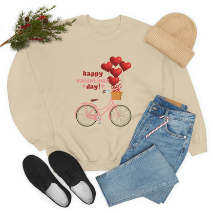 Love on the Cycle with Red Hearts Balloon: 2023 Valentine's Day Sweatshirt