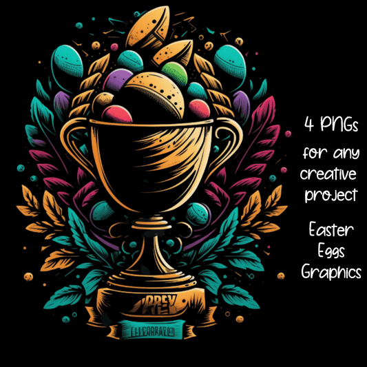 Vector Ai Generated Trophy Easter Images 2023 4 PNGs Set - Print on Demand Free Download - Instant Download