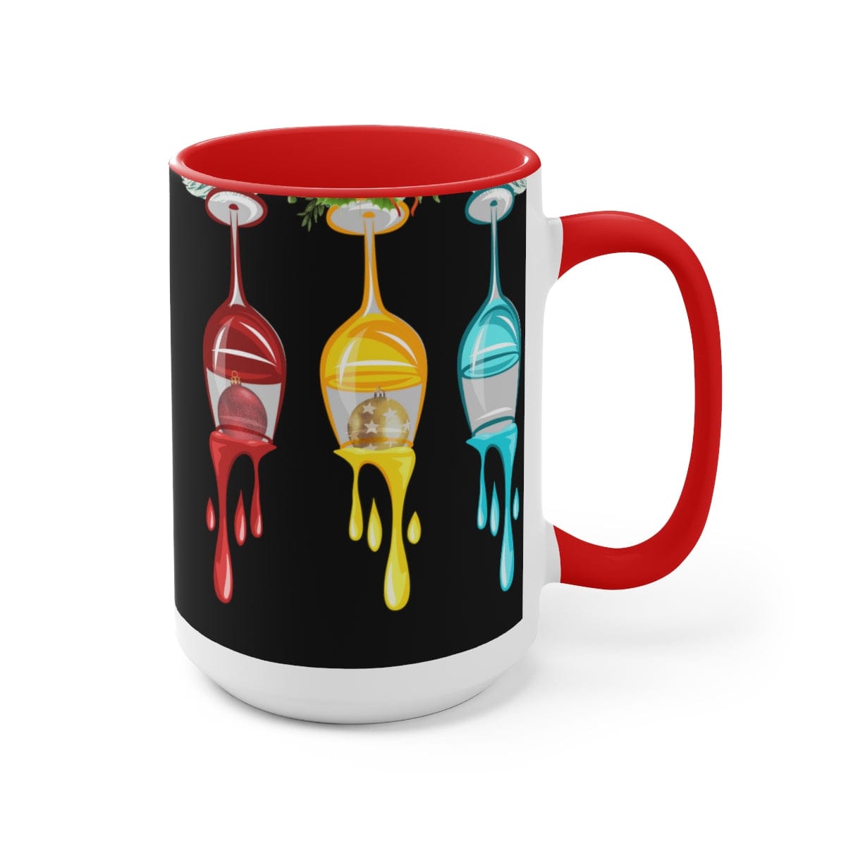 Dripping Wine Coffee Mug, Christmas Gift, Gift for Holidays Two-Tone Coffee Mugs, 15oz