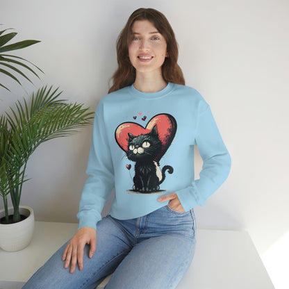 2023 Valentine's Day Sweatshirt: BlakCat with a Heart of Love