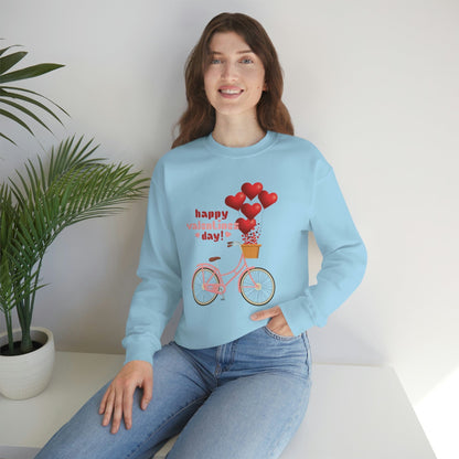 Love on the Cycle with Red Hearts Balloon: 2023 Valentine's Day Sweatshirt