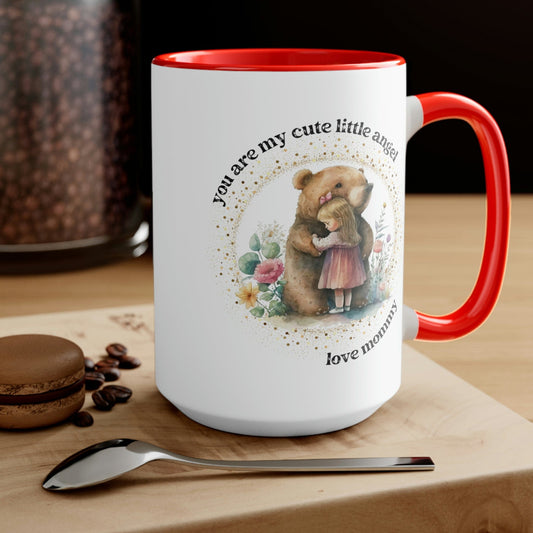 Adorable Bear Love: A Two-Tone Coffee Mug for Your Little Girl