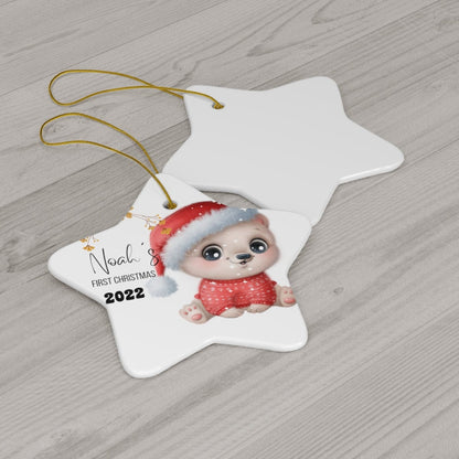 Noah's First Christmas 2022 Custom Ceramic Ornament, 4 Shapes