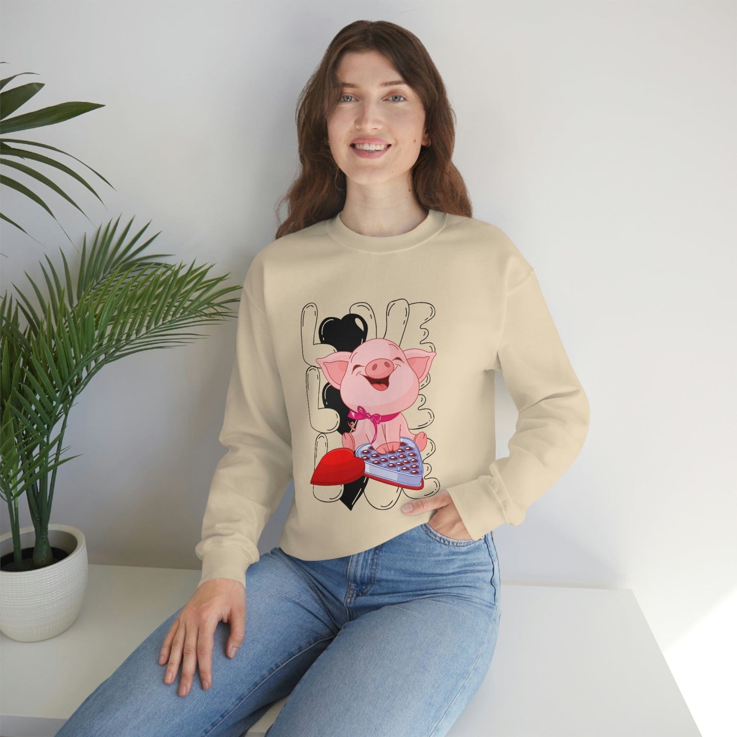 Sweet & Studious: Valentine's Day 2023 Love Piglet Chocolate Study Sweatshirt