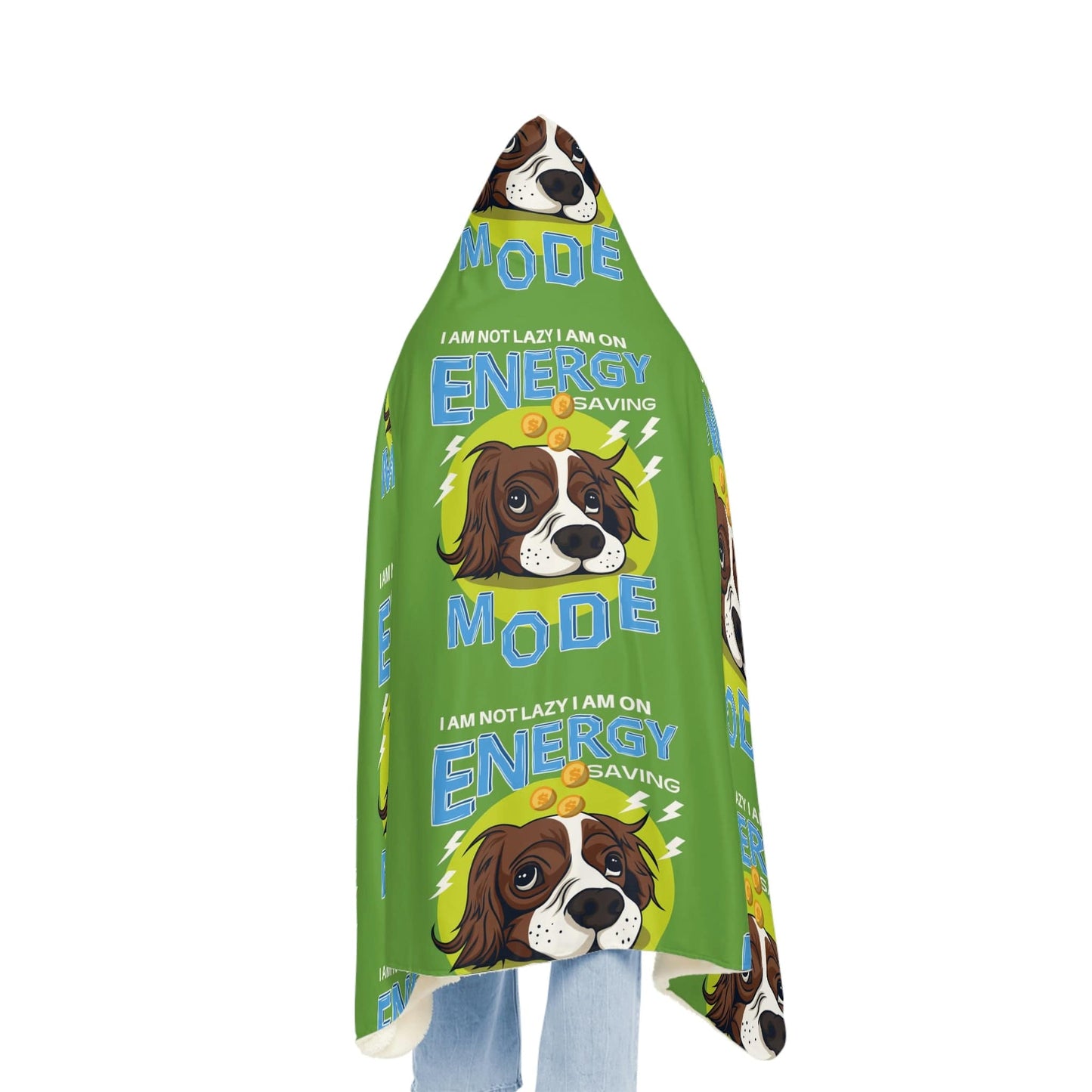 Energy Saving Mode Dog Sherpa Snuggle Blanket - Cozy Canine Companion - SarsariCreations