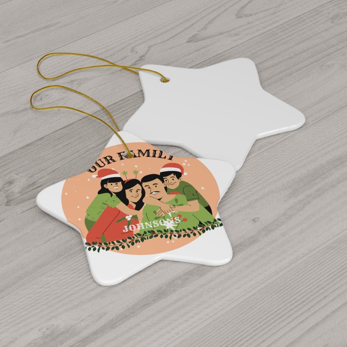 Our Family Jhonson's Christmas Ceramic Ornament, 4 Shapes