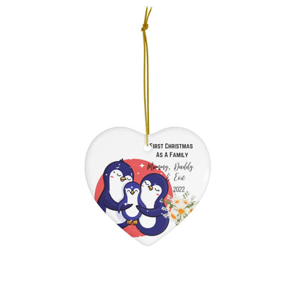 First Christmas as Family 2022 Custom Ceramic Ornament, 4 Shapes