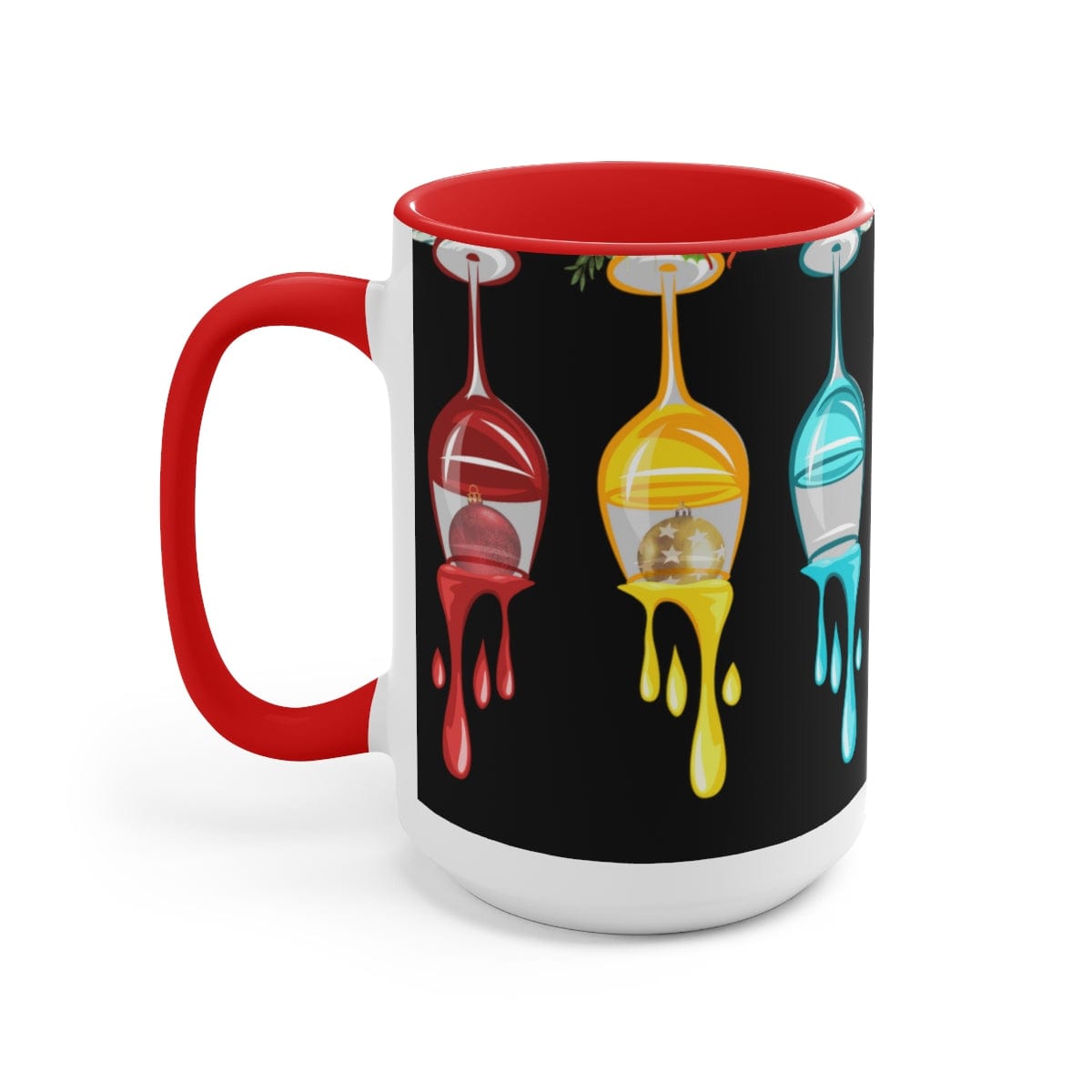 Dripping Wine Coffee Mug, Christmas Gift, Gift for Holidays Two-Tone Coffee Mugs, 15oz