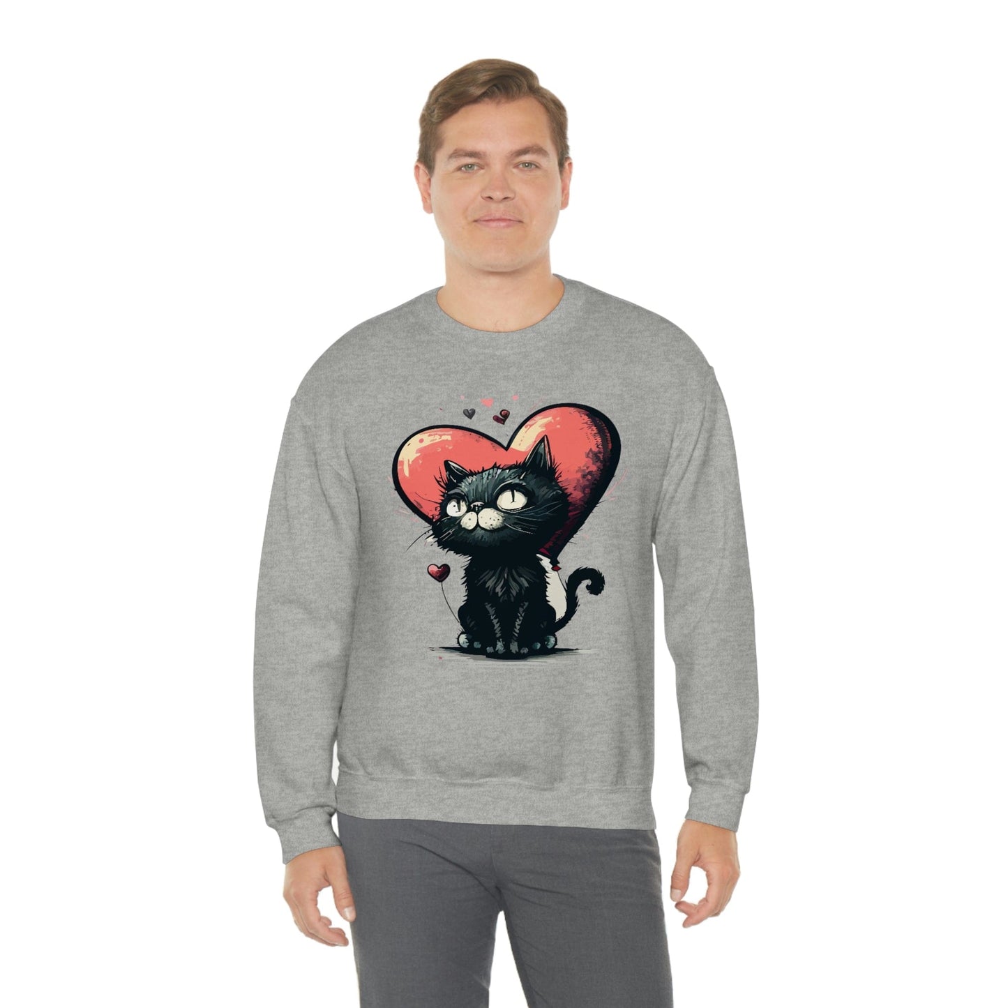 2023 Valentine's Day Sweatshirt: BlakCat with a Heart of Love