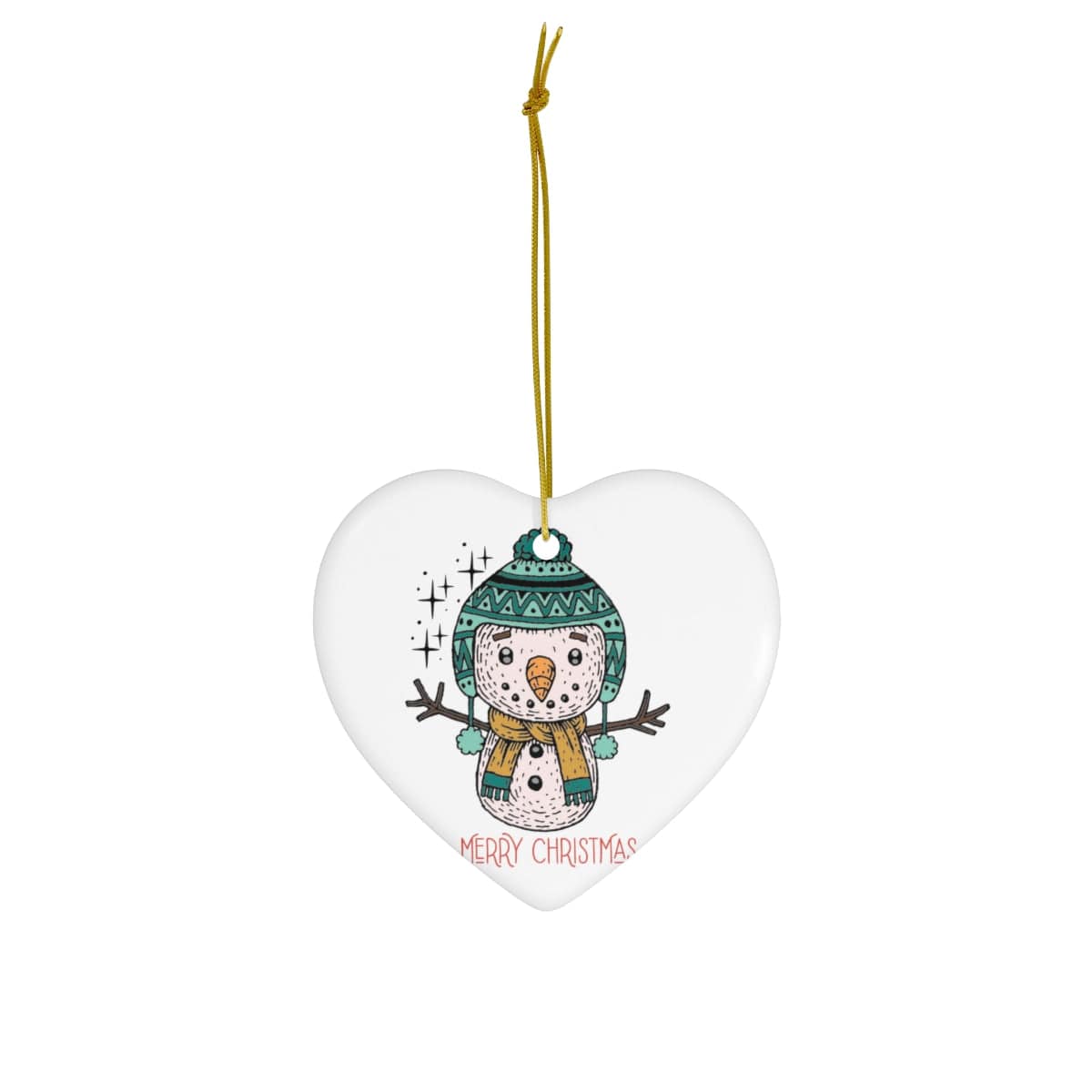 Cute Snowman Christmas Ceramic Ornament, 4 Shapes