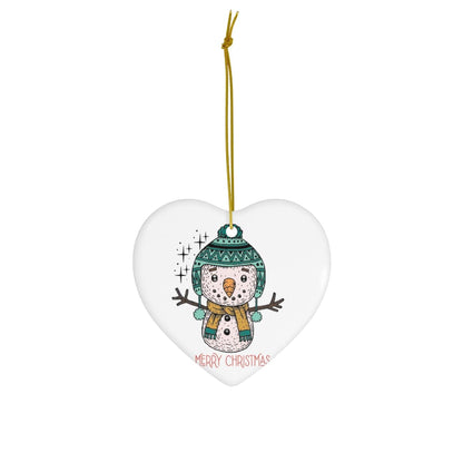 Cute Snowman Christmas Ceramic Ornament, 4 Shapes