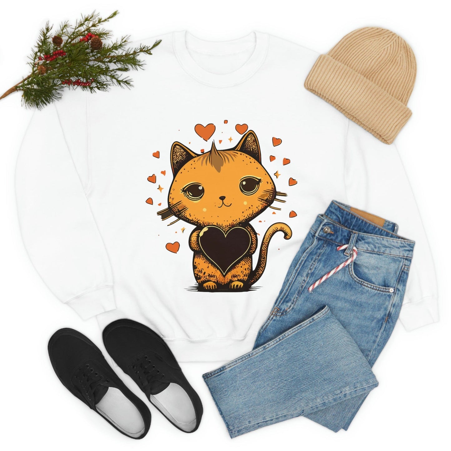 2023 Valentine's Day Sweatshirt: Cute Cats in Love Kawaii Style