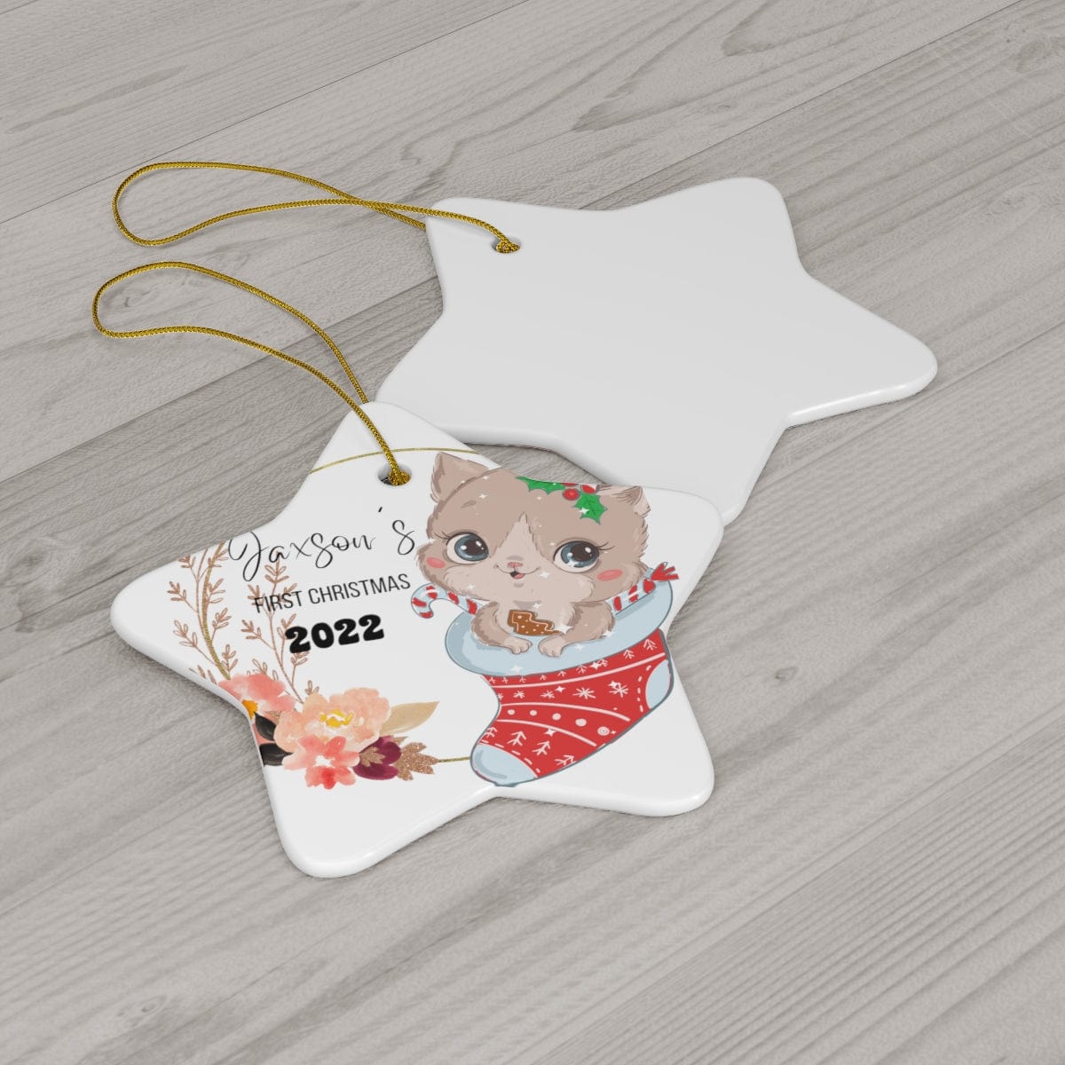 Jaxson's First Christmas 2022 Custom Ceramic Ornament, 4 Shapes