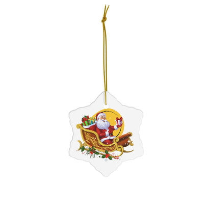 The Santa Sleigh Christmas Ceramic Ornament, 4 Shapes