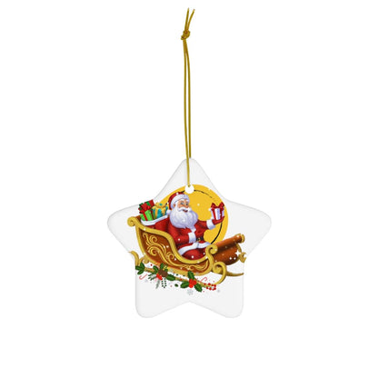 The Santa Sleigh Christmas Ceramic Ornament, 4 Shapes