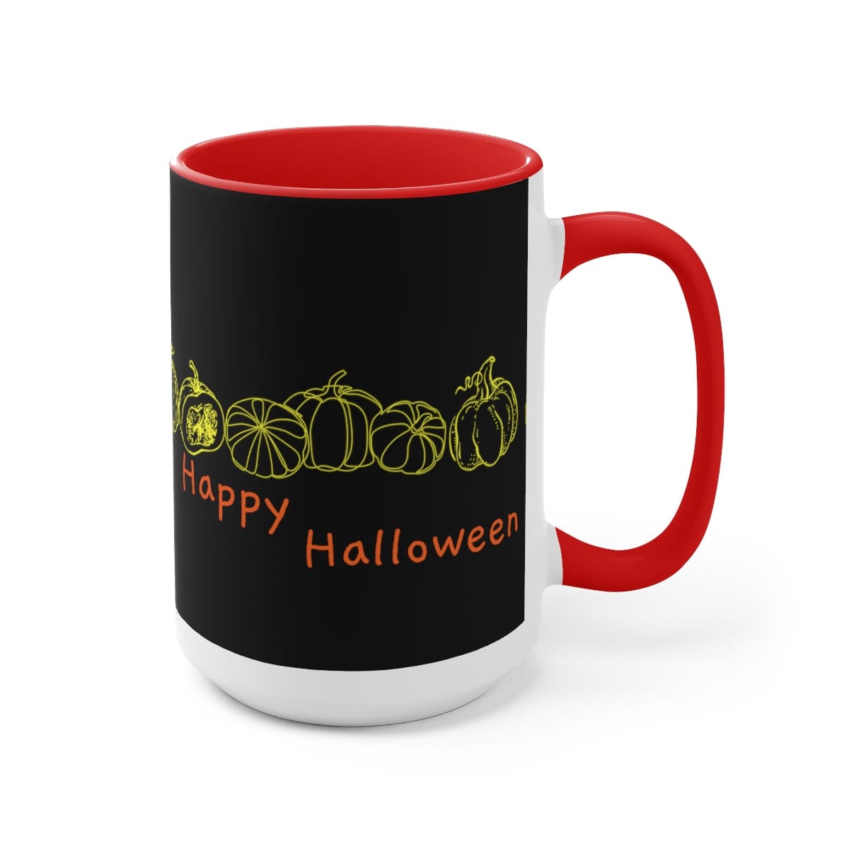 Pumpkin Mug, Happy Halloween Mug, Halloween Gifts, Autumn Gift, Couple Gift, 15 oz Two-Tone Coffee Mugs