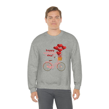 Love on the Cycle with Red Hearts Balloon: 2023 Valentine's Day Sweatshirt