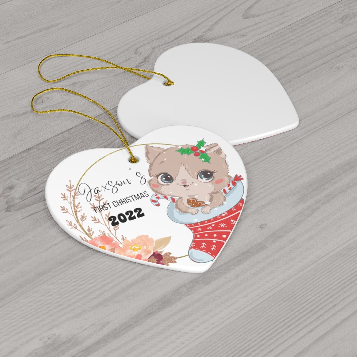 Jaxson's First Christmas 2022 Custom Ceramic Ornament, 4 Shapes