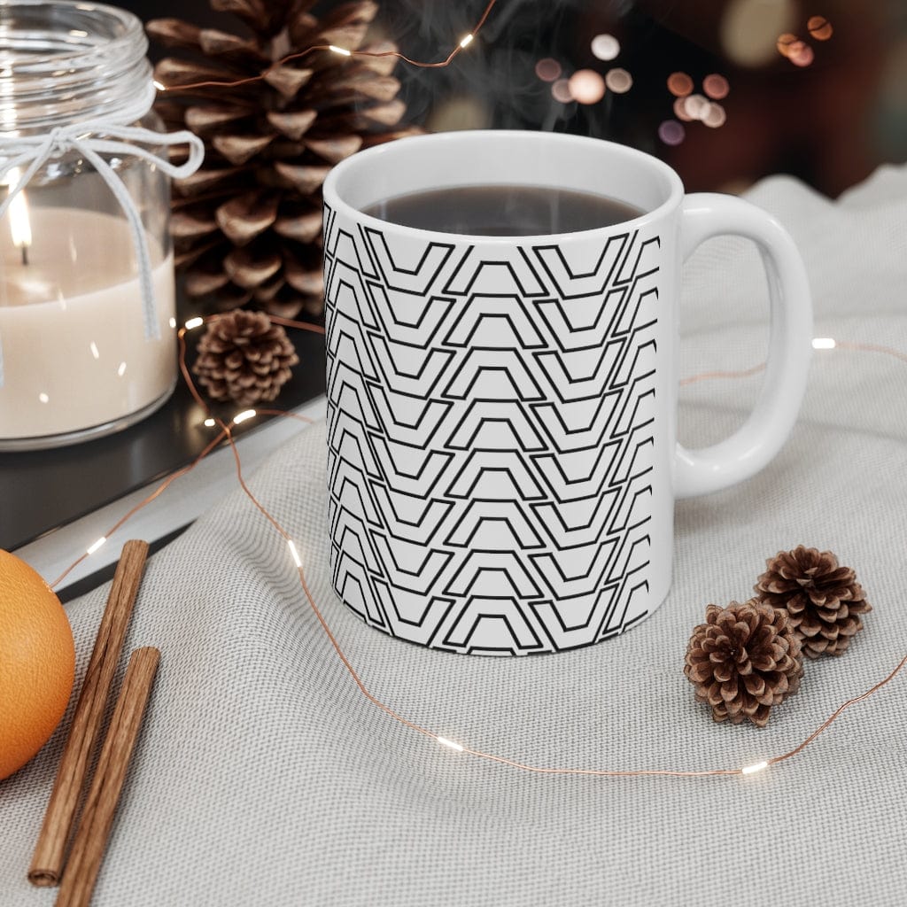 Geometric Design Mug, Tea Milk Mug, Birthday Mug, Ceramic Mug 11oz