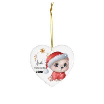 Noah's First Christmas 2022 Custom Ceramic Ornament, 4 Shapes