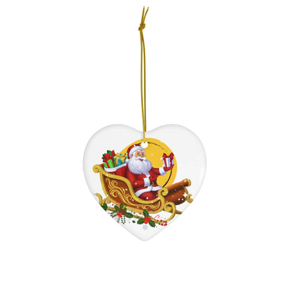 The Santa Sleigh Christmas Ceramic Ornament, 4 Shapes