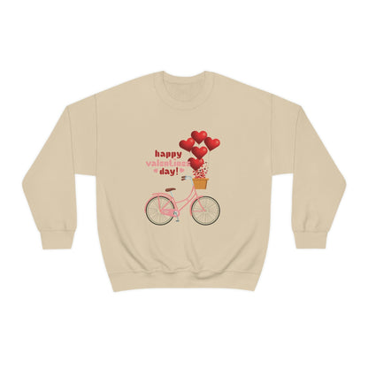 Love on the Cycle with Red Hearts Balloon: 2023 Valentine's Day Sweatshirt