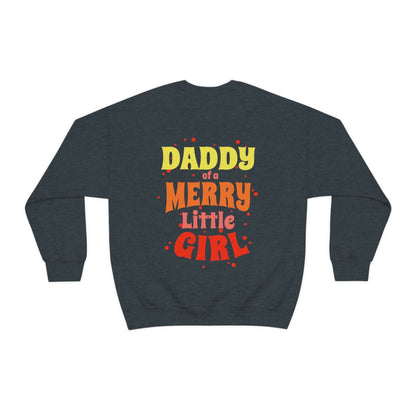 Daddy of a Merry Little Girl Oversized Men's Sweatshirt Back Print