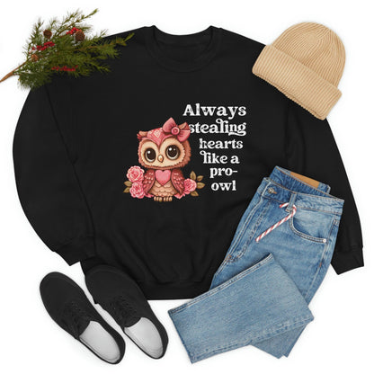 2023 Valentine's Day Gift: "Always Stealing Hearts Like a Pro Owl" Sweatshirt