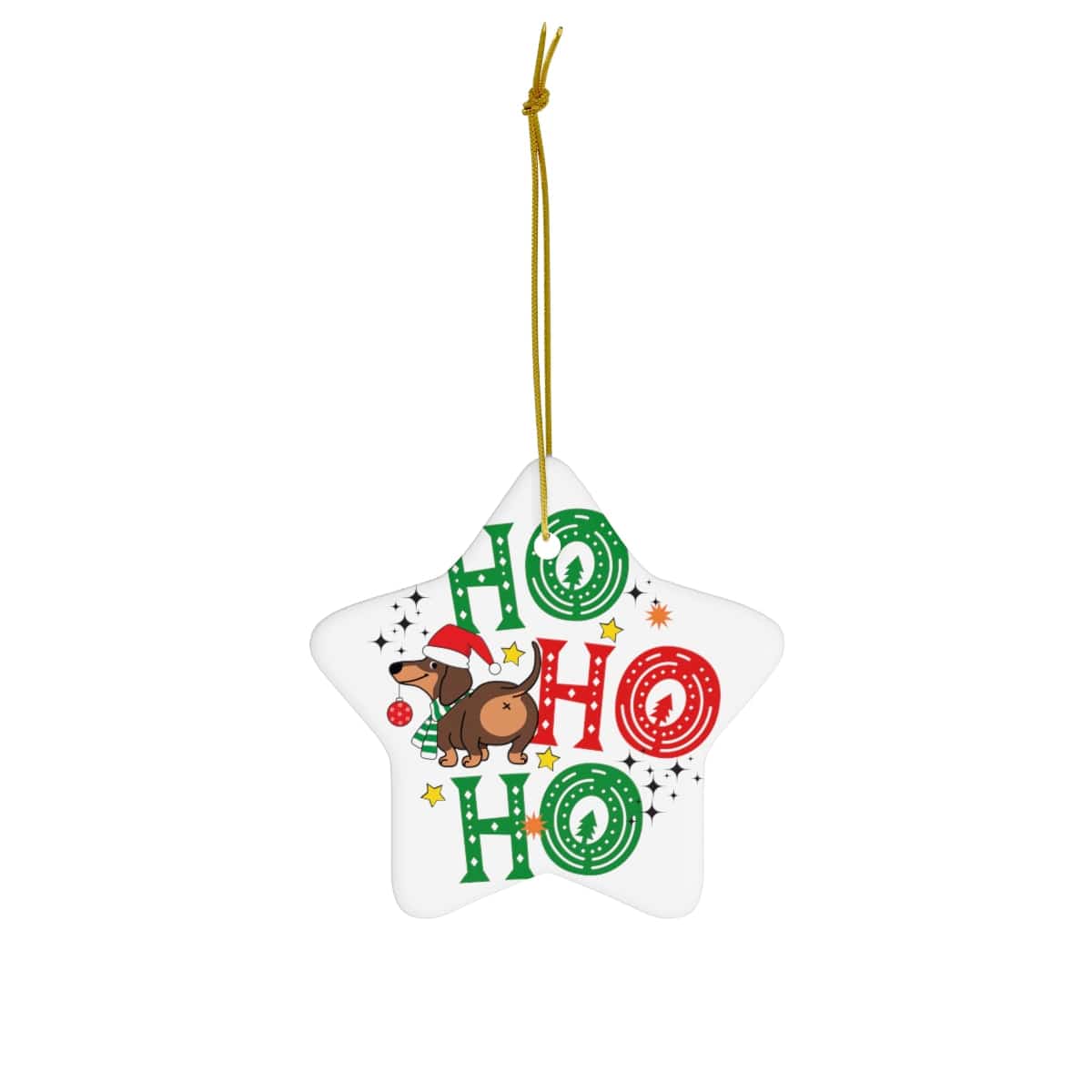 Ho Ho Ho Ceramic Ornament, 4 Shapes