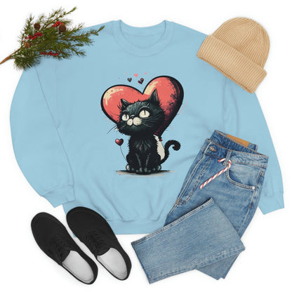 2023 Valentine's Day Sweatshirt: BlakCat with a Heart of Love