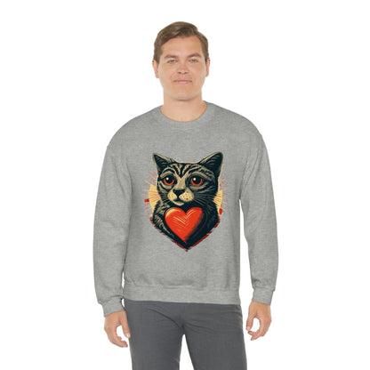 2023 Valentine's Day Sweatshirt: Cat with a Heartbeat of Love