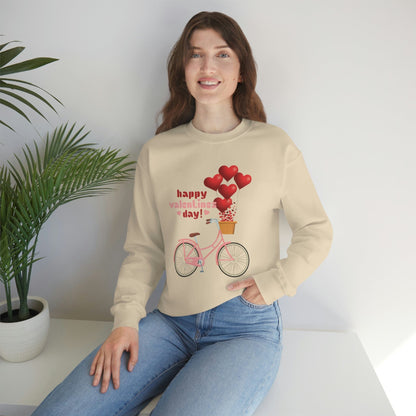 Love on the Cycle with Red Hearts Balloon: 2023 Valentine's Day Sweatshirt