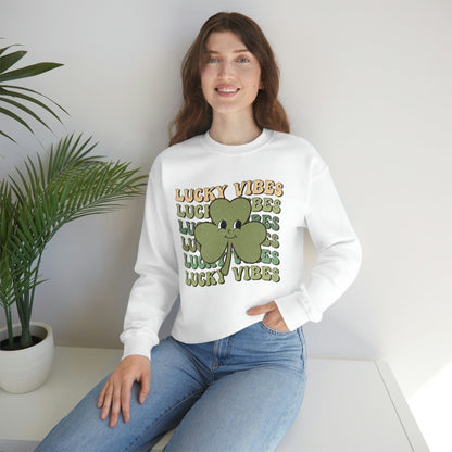 2023 Funny Groovy St. Patrick's Day Unisex Irish Lucky Vibes Clover Sweatshirt