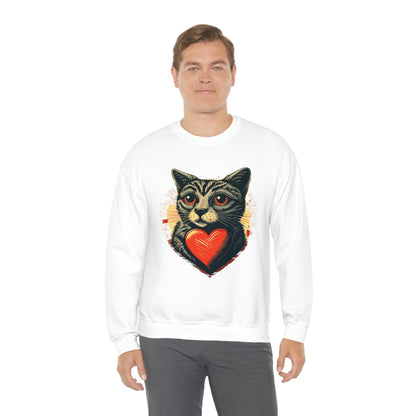 2023 Valentine's Day Sweatshirt: Cat with a Heartbeat of Love