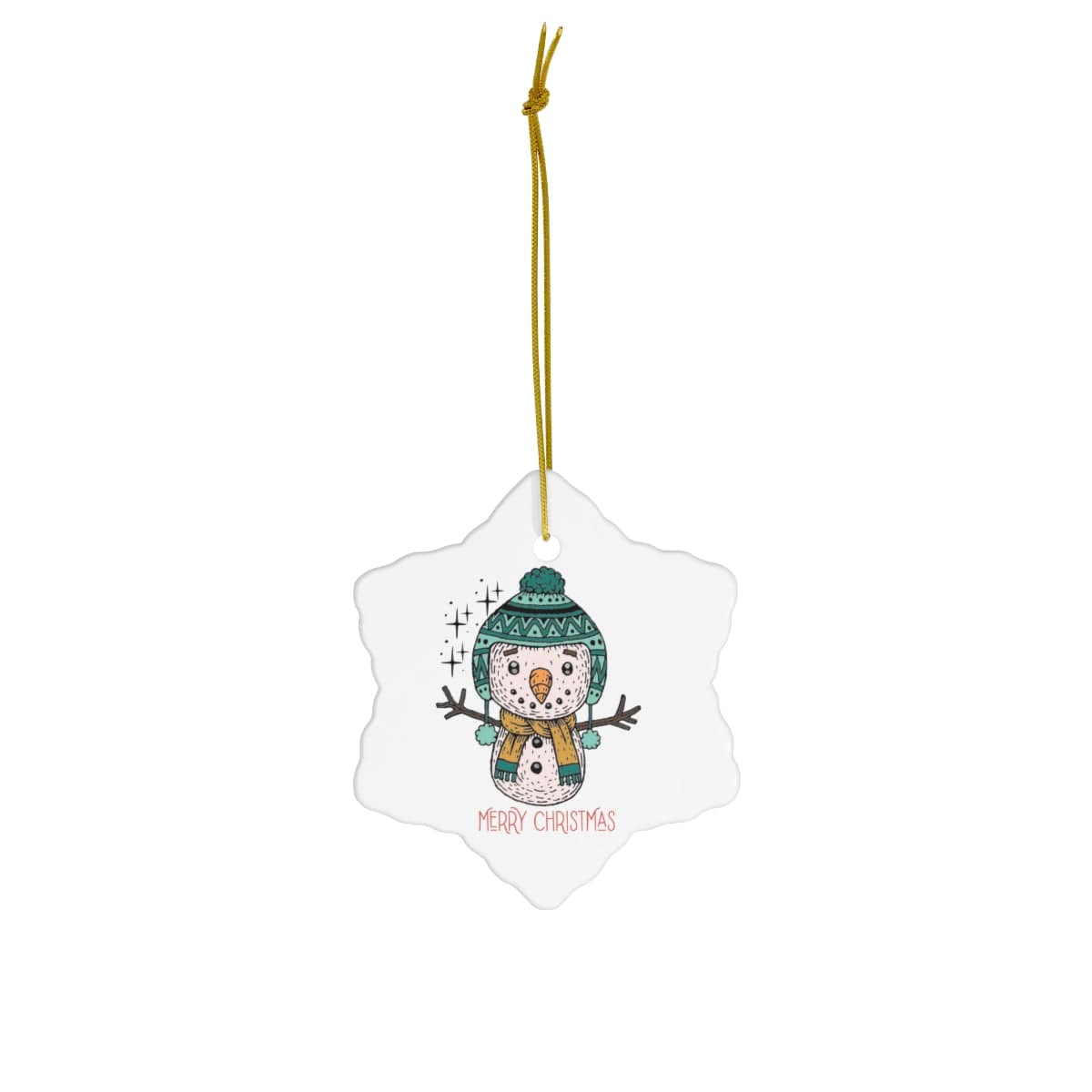 Cute Snowman Christmas Ceramic Ornament, 4 Shapes