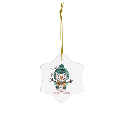 Cute Snowman Christmas Ceramic Ornament, 4 Shapes