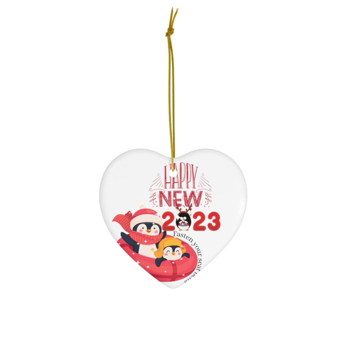 Happy New Year 2023 Ceramic Ornament, 4 Shapes