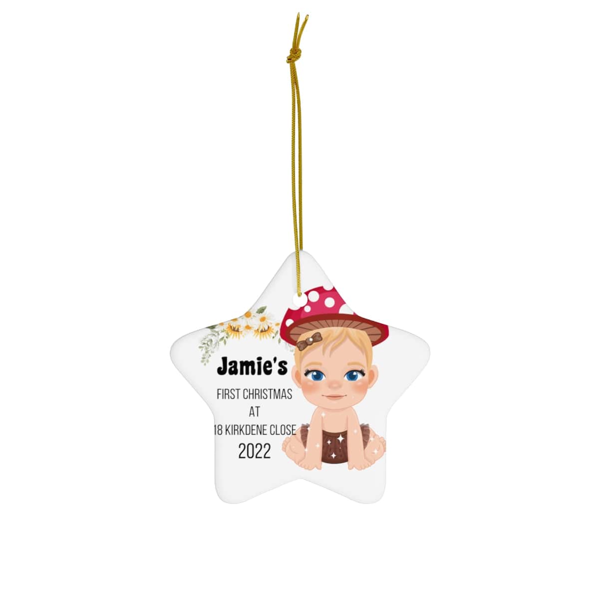 Jamie's First Christmas 2022 Ceramic Ornament, 4 Shapes