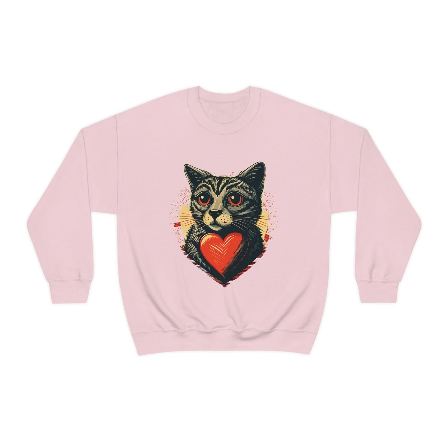 2023 Valentine's Day Sweatshirt: Cat with a Heartbeat of Love