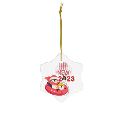 Happy New Year 2023 Ceramic Ornament, 4 Shapes