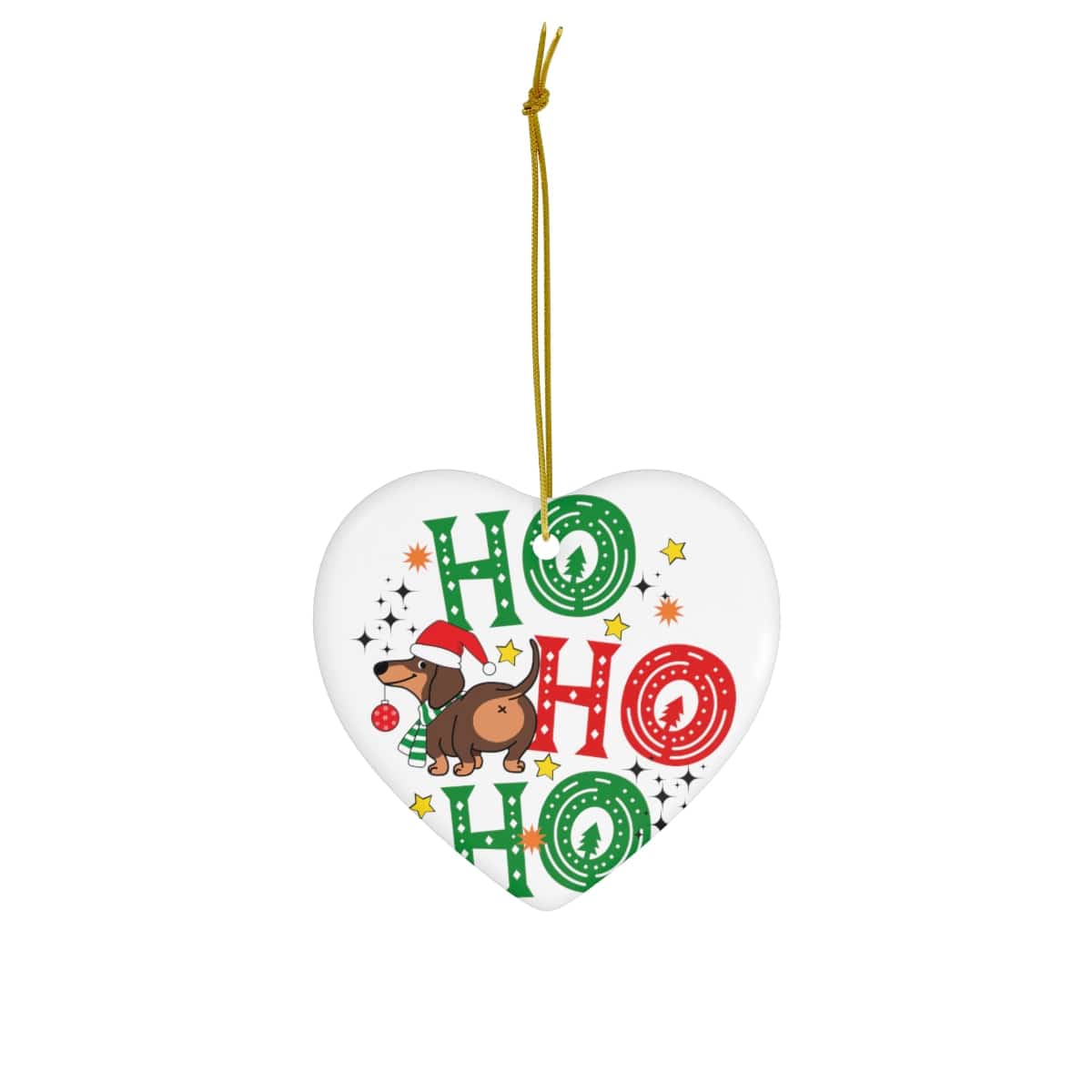 Ho Ho Ho Ceramic Ornament, 4 Shapes