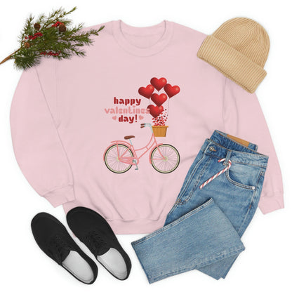 Love on the Cycle with Red Hearts Balloon: 2023 Valentine's Day Sweatshirt