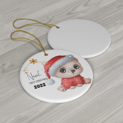 Noah's First Christmas 2022 Custom Ceramic Ornament, 4 Shapes