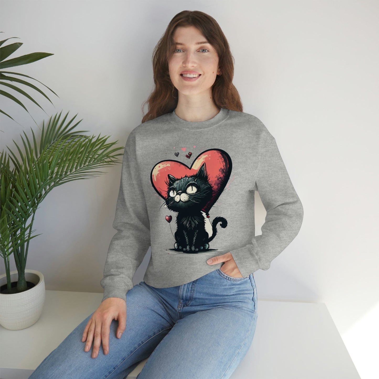 2023 Valentine's Day Sweatshirt: BlakCat with a Heart of Love