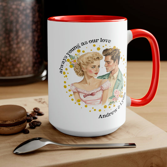 Vintage Love Two-Tone Coffee Mug: The Perfect Valentine's Gift by Sarsari Creations