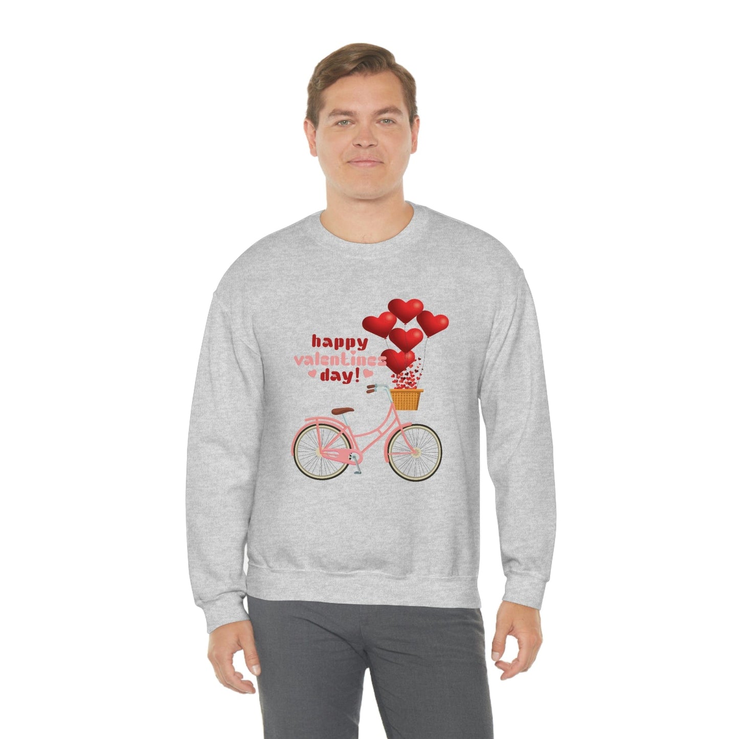 Love on the Cycle with Red Hearts Balloon: 2023 Valentine's Day Sweatshirt