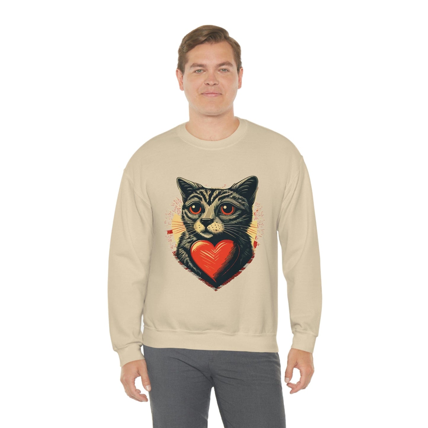 2023 Valentine's Day Sweatshirt: Cat with a Heartbeat of Love