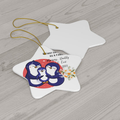 First Christmas as Family 2022 Custom Ceramic Ornament, 4 Shapes