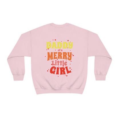 Daddy of a Merry Little Girl Oversized Men's Sweatshirt Back Print