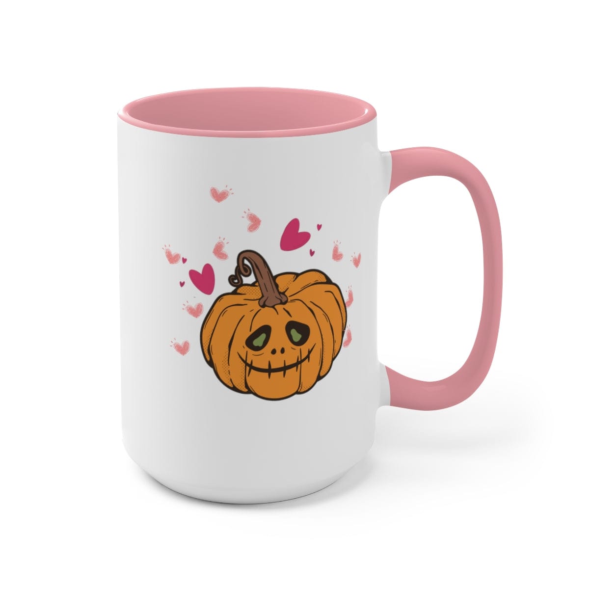 Heart Pumpkin Mug, Halloween Gifts, Halloween Decorations, Fall Coffee Mug, 15 oz Two-Tone Coffee Mugs